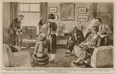 Poslech hudby přenášené bezdrátově z Holandska od W.R.S. Stott