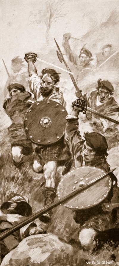 The Highlanders v bitvě u Killiecrankie, 27. července 1689 (litho) od W.R.S. Stott
