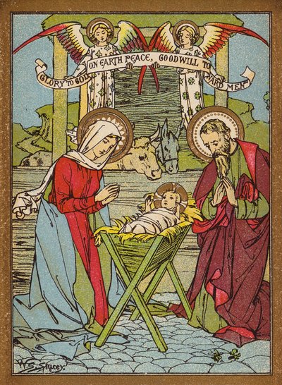 Narození Páně (barevná litografie) od W.S. Stacey