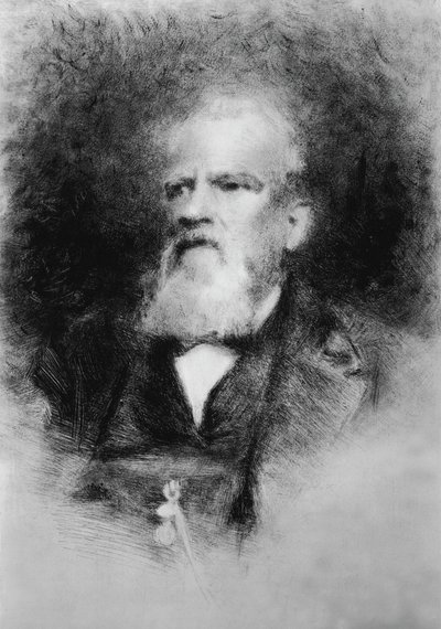 Portrét Alberto Mazzucato (1813-1877), italský skladatel, lept od John Ward Dunsmore