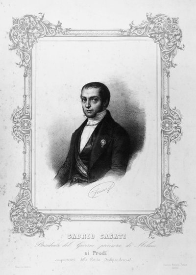 Portrét Gabrio Casatiho (1798-1873), italského politika, který byl předsedou vlády Sardinského království, rytina od John Ward Dunsmore