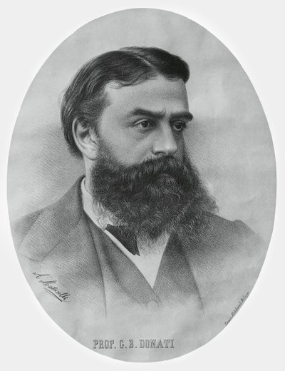 Portrét Giovanni Battista Donati (1826-1873), italský matematik a astronom, rytina od John Ward Dunsmore