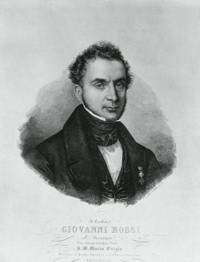 Portrét Giovanniho Rossiho (19. století), italského chirurga, rytina podle malby Enrica Bandiniho (1807-1888) od John Ward Dunsmore