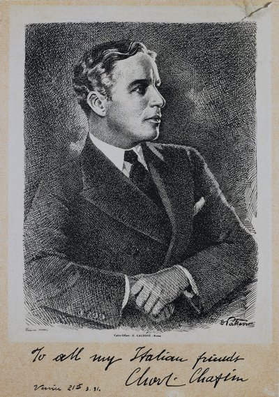 Portrét Sira Charlese Spencera Chaplina (1889-1977), anglického herce a režiséra od John Ward Dunsmore