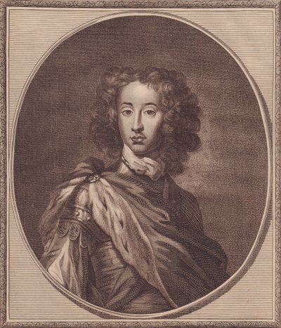 Portrét Viléma Dánského a Norska, vévody z Gloucesteru (1689-1700), mědirytina Johna Goldara (1729-1795) z malby G Knellera, 20x17 cm, z Dějin Anglie od Paula de Rapina, Harrison