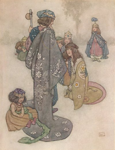 Princezny, které našel v hojnosti, ale ať už to byly skutečné princezny, bylo pro něj nemožné D od William Heath Robinson