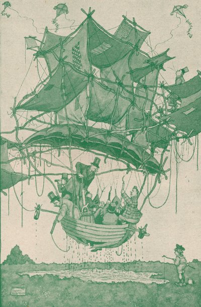 Poměrně raný typ vodního letadla na zkušebním letu z Hampstead Ponds, c1918 1919 od William Heath Robinson