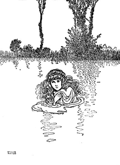 Elise se tedy svlékla a vstoupila do vody, c1930 od William Heath Robinson
