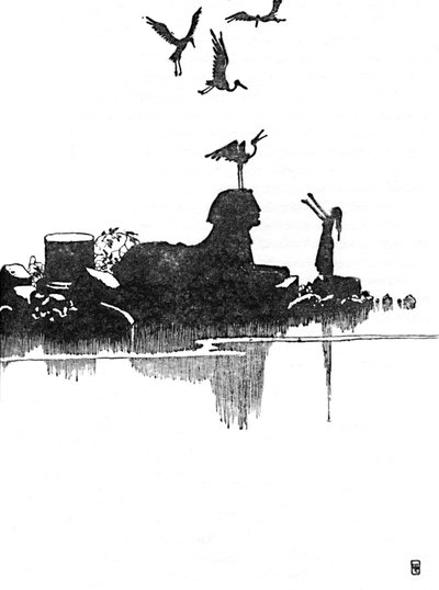 Pak viděla čápy, c1930 od William Heath Robinson