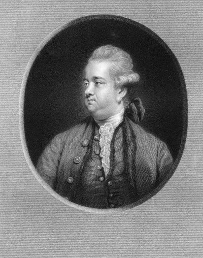 Edward Gibbon, britský historik 18. století, 1836. od W. Holl