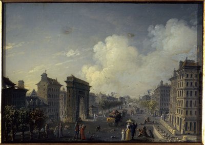 La porte de Saint-Denis et le boulevard, 1801-1850 (olej na hedvábí, sklo) od W. Lebelle