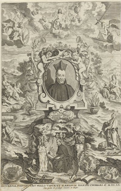 Portrét Jeremiáše Drexela Titulní strana pro: JE. Drexel, De sonne-bloeme oft Vande over-a-cominge van den menscheliicken wille meet de[n] godtliicke[n], 1660 od W Merel van