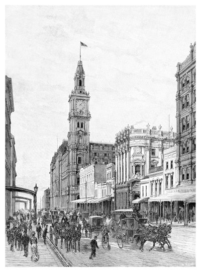 Elizabeth Street, Melbourne, Victoria, Austrálie, 1886. od W. Mollier