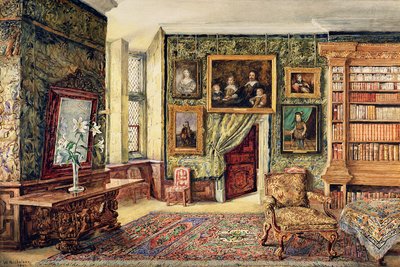 Knihovna v Hardwick Hall, Derbyshire, 1891 (wc) od W. Nicholson