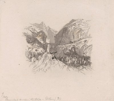 Hannibal projíždějící Alpami (viněta) od W. R. Smith