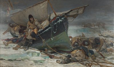 Sir John Franklin umírá u své lodi během výpravy lodí HMS 