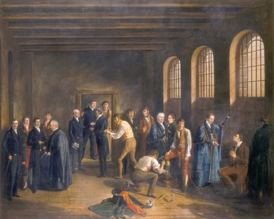 „...vězení Newgate ráno po popravě Henryho Fauntleroye“, 1828 od W Thomson