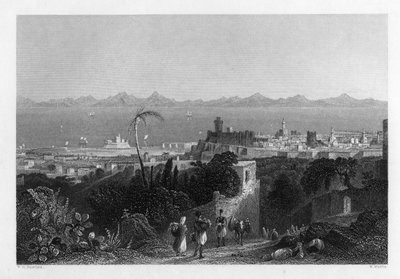 Rhodos, z výšin poblíž Sir Sidney Smiths Villa, 1841 od W. Wallis