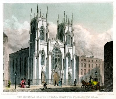 New National Scotch Church, Sidmouth Street a Grays Inn Road, Londýn, 1829. od W Watkins