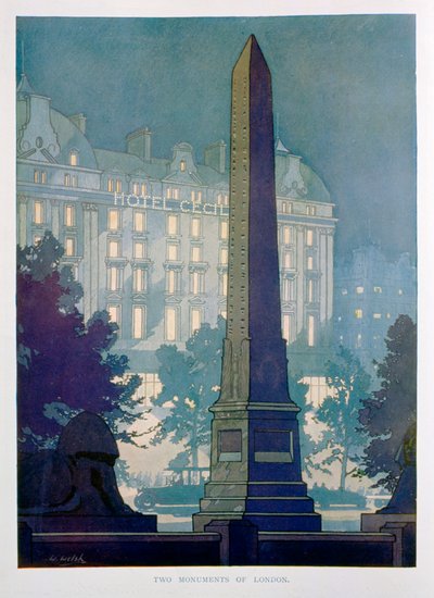 Dva monumenty Londýna, reklama na Hotel Cecil, 1925. od W. Welsh