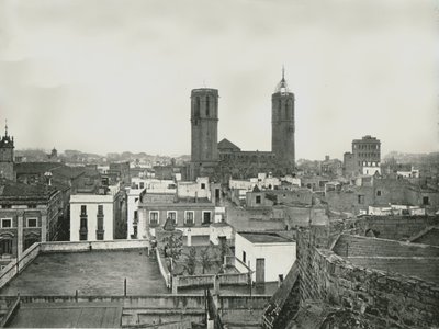 Část starého města s katedrálou, Barcelona, Španělsko, 1895. NE od W and S Ltd