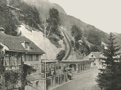 Výchozí bod železnice Pilatus, Alpnachstad, Švýcarsko, 1895. od W and S Ltd