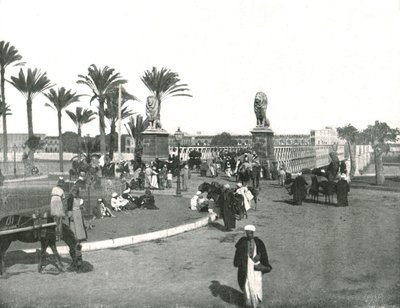 Most Kasr-el-nil, Káhira, Egypt, 1895. od W and S Ltd