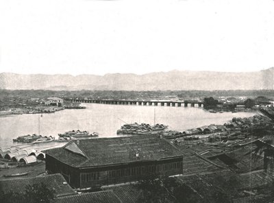 Řeka Min a Velký most, Foochow, Čína, 1895. od W and S Ltd