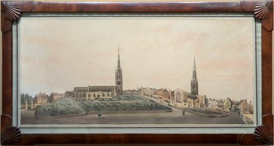 Panoramatický výhled na město Coventry (wc s perem a inkoustem na papíře) od Walker