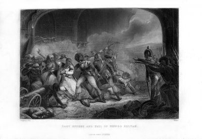 Poslední úsilí a pád Tippoo Sultan, 1799, polovina 19. století. od Walker
