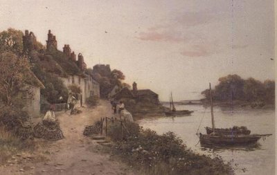 Rybářské cívečky v cornwallské vesnici (akvarel na papíře) od Walker Stuart Lloyd