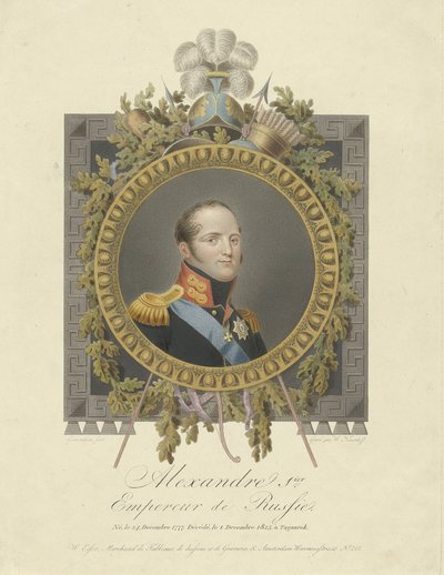 Portrét císaře Alexandra I. 1777-1825, 1825 od Walraad Nieuwhoff
