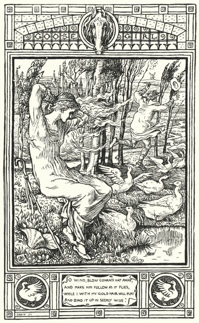 The Goose Girl (rytina) od Walter (after) Crane