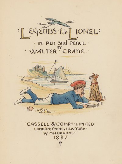 Ilustrace na titulní straně knihy Legendy pro Lionela od Waltera Cranea (barevná litografie) od Walter (after) Crane