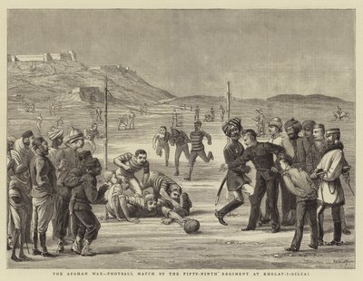Afghánská válka, fotbalový zápas 59. pluku v Khelat-i-Gilzai od Walter Charles Horsley