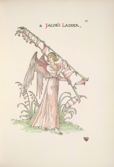 Jakubův žebřík. Anděl držící žebřík vyrobený z rostlin od Walter Crane