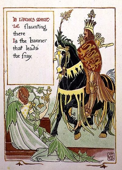 Dámský plášť z „Květinové fantazie ve staré anglické zahradě“ od Walter Crane