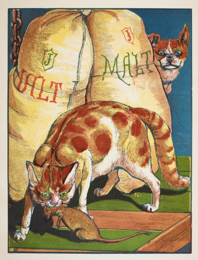 Kočka zabíjející krysu od Walter Crane