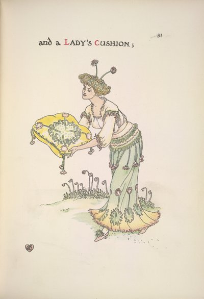 Dáma držící polštář od Walter Crane