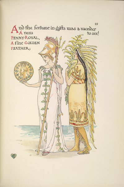 Britannia a žena v kostýmu domorodých Američanů od Walter Crane