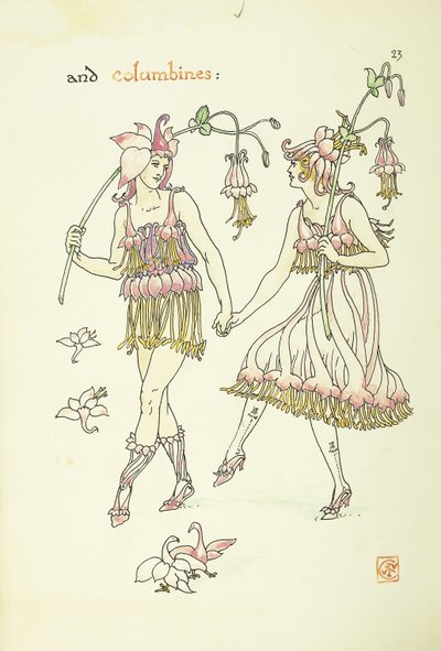 Květiny ze Shakespearovy zahrady: Columbines, 1906 od Walter Crane