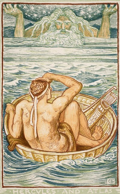 Hercules a Atlas, ilustrace z ‚div-knihy pro dívky i chlapce‘ Nathaniel Hawthorne, 1852 od Walter Crane