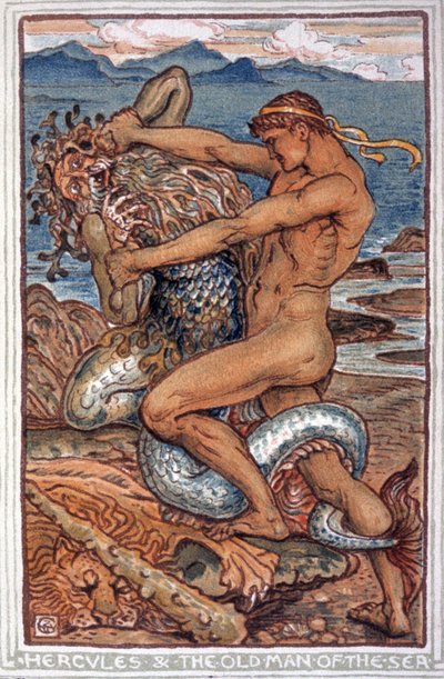 Herkules a Neree od Walter Crane