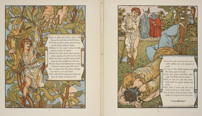 Ilustrace k příběhu „Jack and the Beanstalk“. od Walter Crane