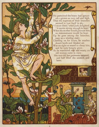 Jack a stonek fazole (barva litho) od Walter Crane