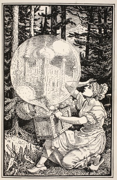 Vyšla skleněná kopule podobná mýdlové bublině, která se vznesla do vzduchu, ilustrace z knihy "Mrs Burton Harrison