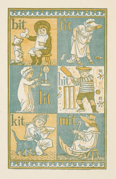 Rýmovaná slova končící na písmeno T. The Golden primer od Walter Crane
