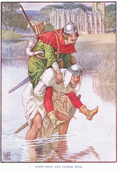 Robin Hood a otec Tuck, cca 1920 od Walter Crane