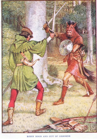 Robin Hood a Guy z Gisbornu, cca 1920 od Walter Crane
