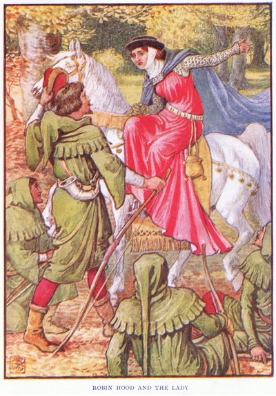 Robin Hood a dáma, cca 1920 od Walter Crane